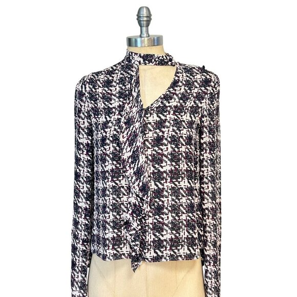 Derek Lam 10 Crosby Womens Silk Long Sleeve Printed Blouse size 2 - Picture 1 of 5